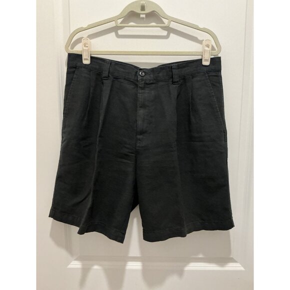 Dockers Pleated Eco Shorts 36 Men’s Black Linen Blend - Picture 1 of 9